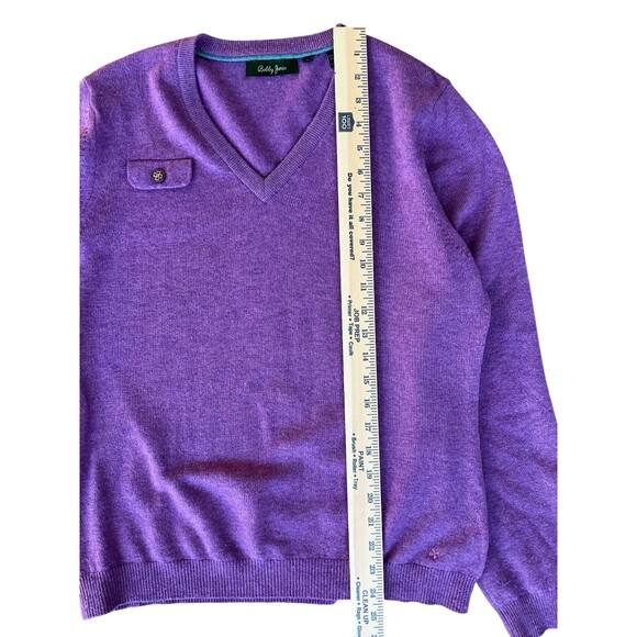 Bobby Jones Cashmere Merino Sweater Womens Size L Purple V-Neck Golf Old Money - Picture 14 of 14